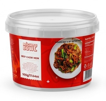 Mighty Bowl Beef Chow Mein takeaway tub